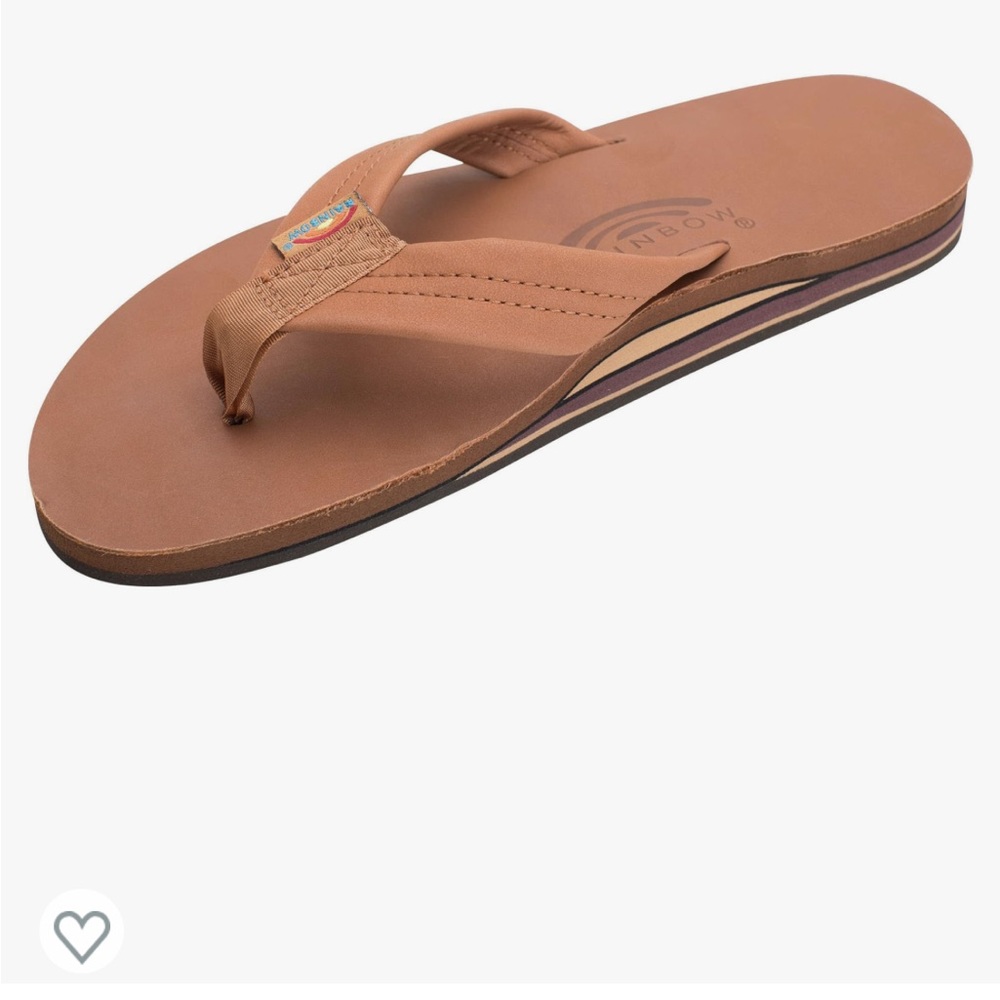 Men's Leather Double Layer with Arch Wide Strap Rainbow Sandals